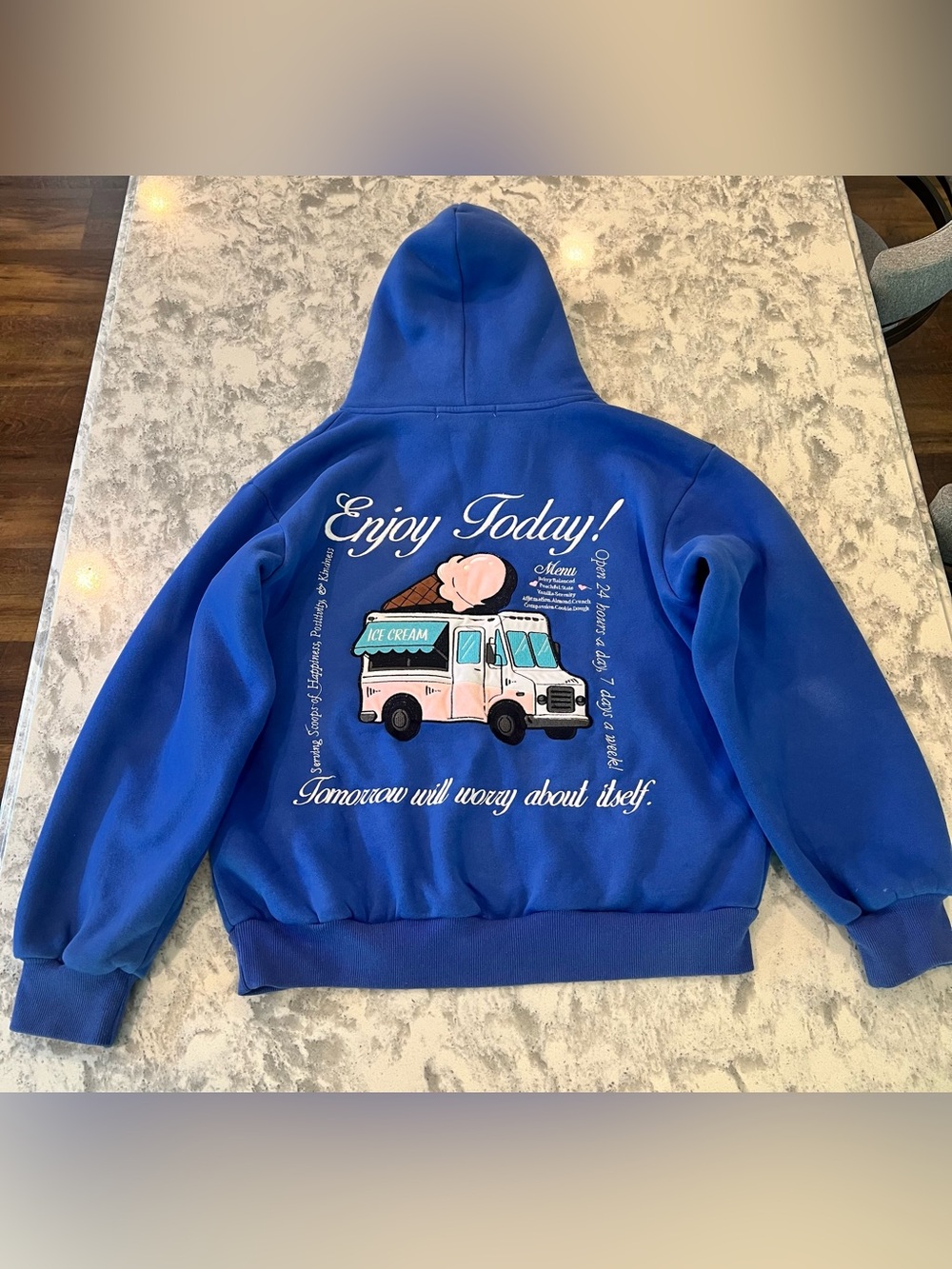 ALTR’D STATE Blue Hoodie with Pink Ice Cream Truck Graphic